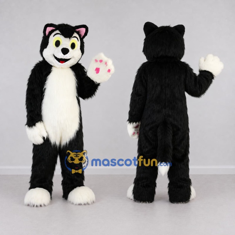 Custom Black and White Cat Mascot Costume Adult Full Body Suit for Children's Events Custom Black and White Cat Mascot Costume Adult Full Body Suit for Children's Events