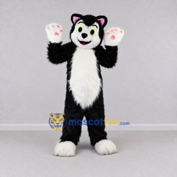 Custom Black and White Cat Mascot Costume Adult Full Body Suit for Children's Events
