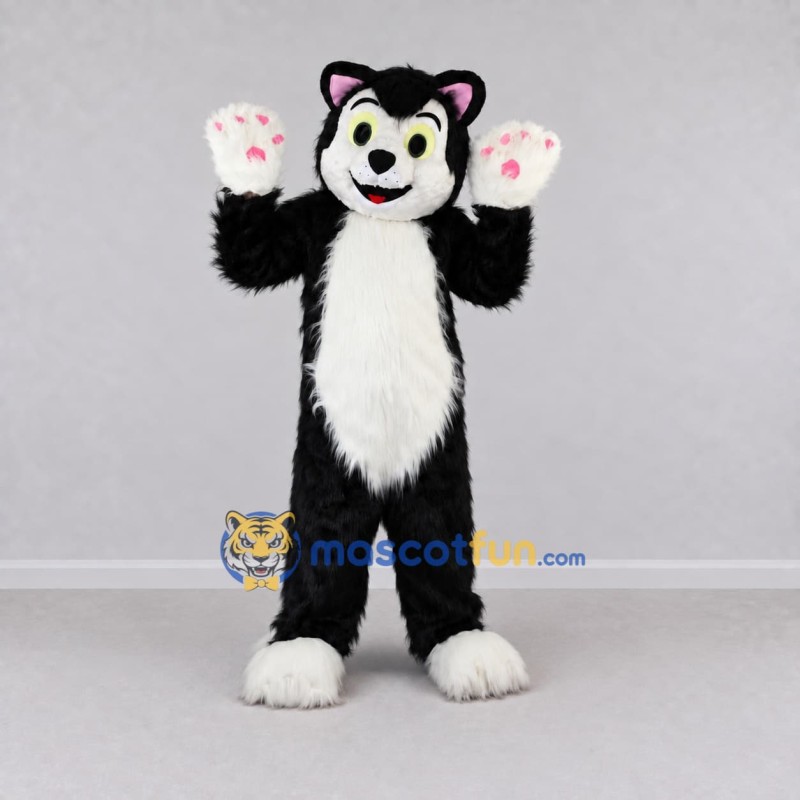 Custom Black and White Cat Mascot Costume Adult Full Body Suit for Children's Events Custom Black and White Cat Mascot Costume Adult Full Body Suit for Children's Events