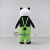 Custom Black White and Green Panda in Suspenders Mascot Costume Adult Full Body Suit for Children's Events Custom Black White and Green Panda in Suspenders Mascot Costume Adult Full Body Suit for Children's Events