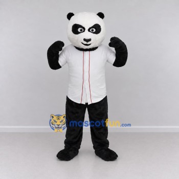 Custom Black and White Panda in Shirt Mascot Costume Adult Full Body Suit for School Events Custom Black and White Panda in Shirt Mascot Costume Adult Full Body Suit for School Events