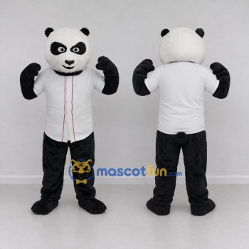 Custom Black and White Panda in Shirt Mascot Costume Adult Full Body Suit for School Events