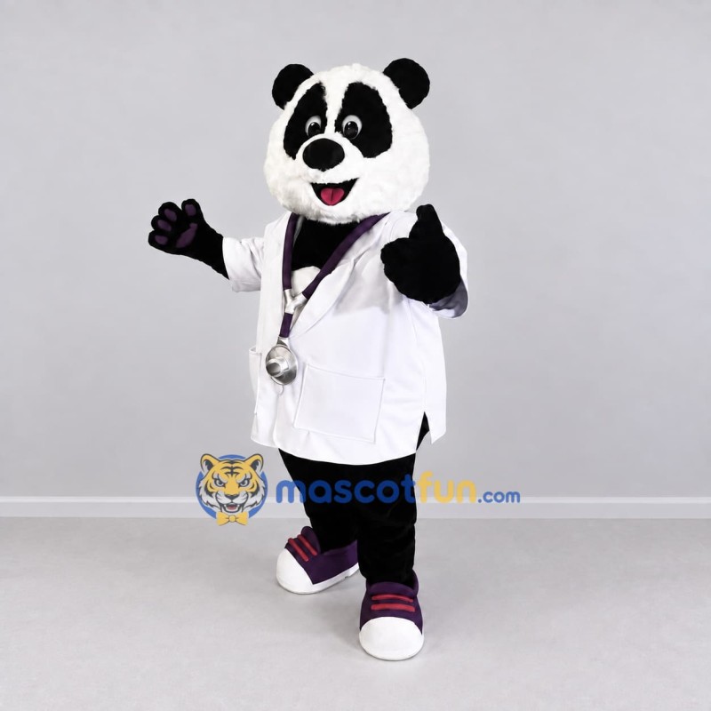 Custom Black and White Doctor Panda Mascot Costume Adult Full Body Suit for Health Awareness Events Custom Black and White Doctor Panda Mascot Costume Adult Full Body Suit for Health Awareness Events