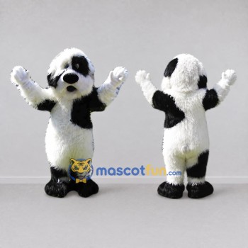 Custom White and Black Shaggy Dog Mascot Costume Adult Full Body Suit for Pet Events