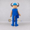 Custom Tan Gray and Blue Construction Bull Mascot Costume Adult Full Body Suit for Community Events Custom Tan Gray and Blue Construction Bull Mascot Costume Adult Full Body Suit for Community Events