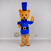 Custom Golden Brown and Blue Toy Soldier Bear Mascot Costume Adult Full Body Suit for Parade Events