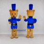 Custom Golden Brown and Blue Toy Soldier Bear Mascot Costume Adult Full Body Suit for Parade Events