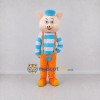 Custom Pink Blue and Orange Pig in Suspenders Mascot Costume Adult Full Body Suit for Farm Events Custom Pink Blue and Orange Pig in Suspenders Mascot Costume Adult Full Body Suit for Farm Events