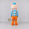 Custom Pink Blue and Orange Pig in Suspenders Mascot Costume Adult Full Body Suit for Farm Events Custom Pink Blue and Orange Pig in Suspenders Mascot Costume Adult Full Body Suit for Farm Events