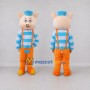 Custom Pink Blue and Orange Pig in Suspenders Mascot Costume Adult Full Body Suit for Farm Events