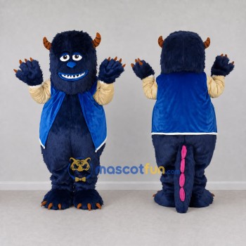 Custom Blue and Purple Horned Monster Mascot Costume Adult Full Body Suit for Party Events