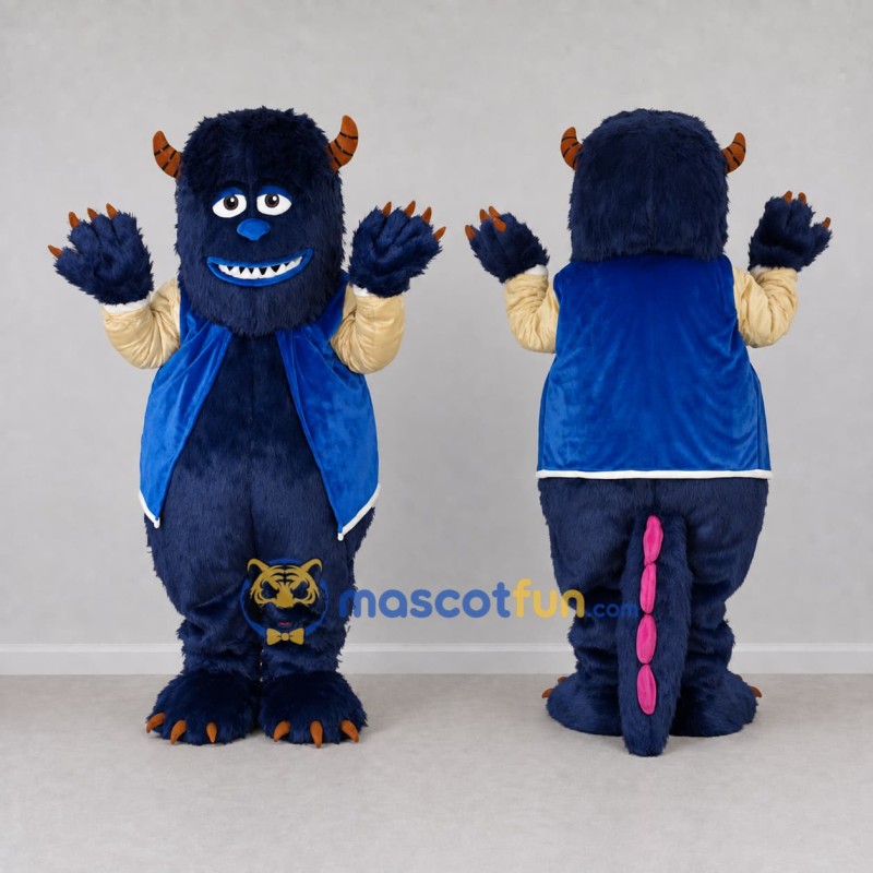 Custom Blue and Purple Horned Monster Mascot Costume Adult Full Body Suit for Party Events Custom Blue and Purple Horned Monster Mascot Costume Adult Full Body Suit for Party Events
