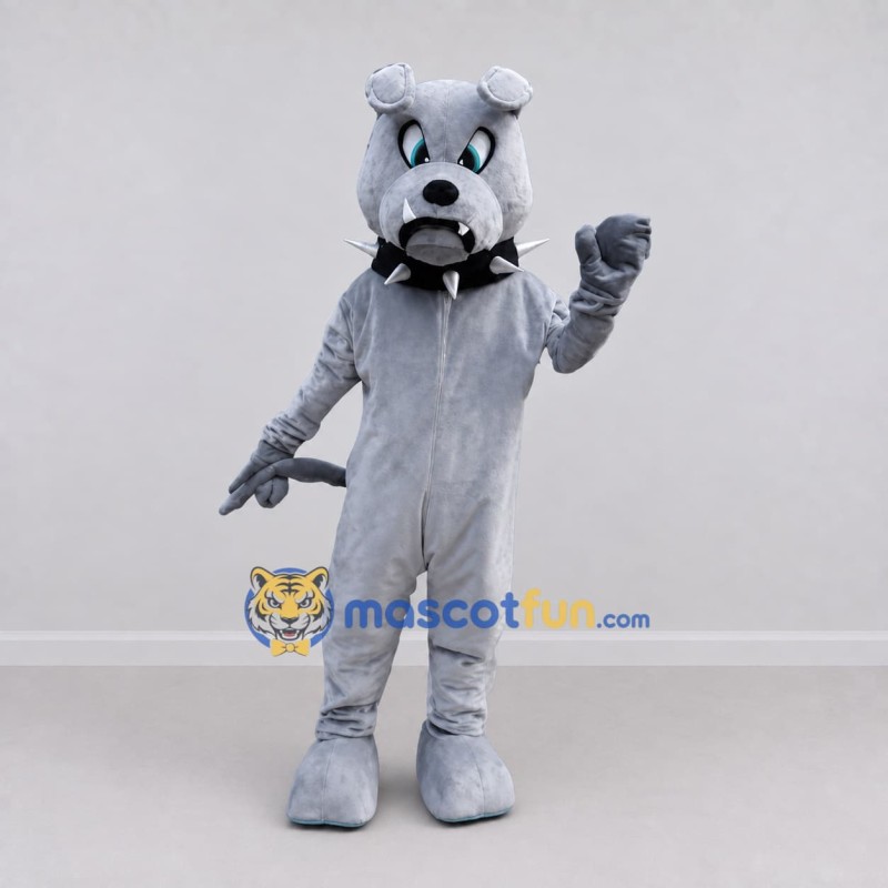 Custom Gray Bulldog Mascot Costume Adult Full Body Suit for Sports Events Custom Gray Bulldog Mascot Costume Adult Full Body Suit for Sports Events