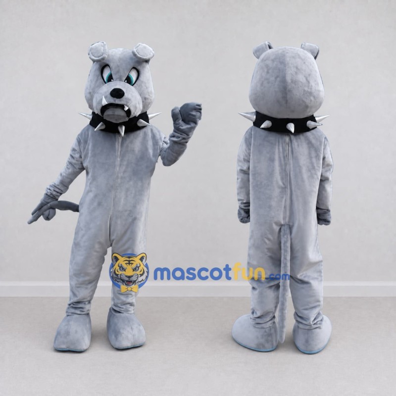 Custom Gray Bulldog Mascot Costume Adult Full Body Suit for Sports Events Custom Gray Bulldog Mascot Costume Adult Full Body Suit for Sports Events