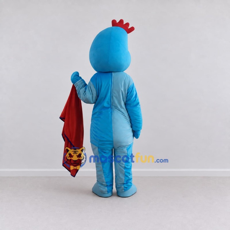 Custom Blue and Red Crested Creature Mascot Costume Adult Full Body Suit for Children's Events