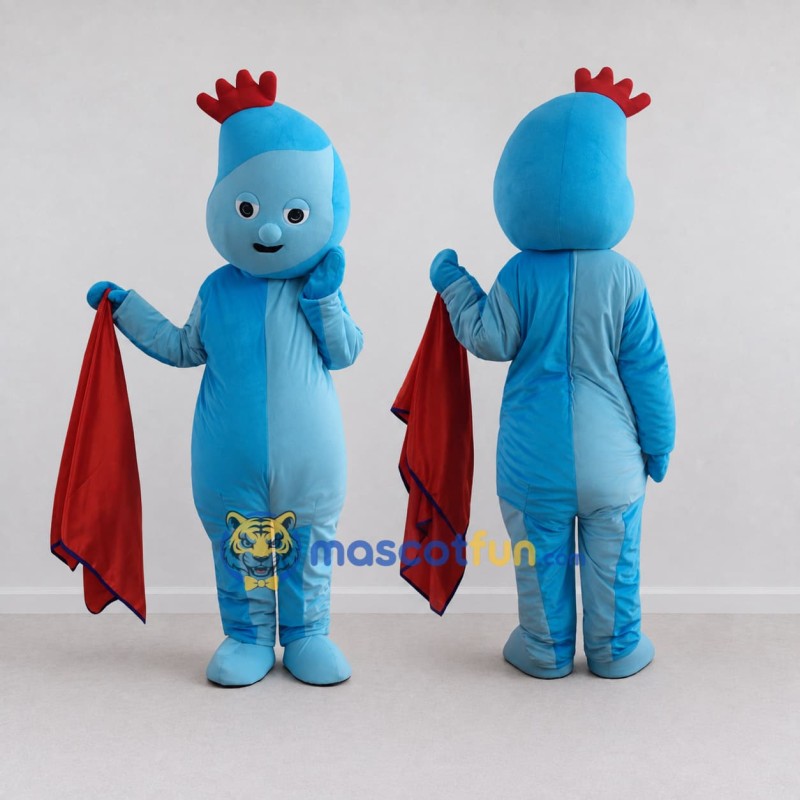 Custom Blue and Red Crested Creature Mascot Costume Adult Full Body Suit for Children's Events