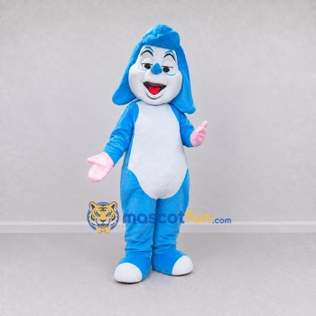 Custom Blue and White Dog Mascot Costume Adult Full Body Suit for Children's Events
