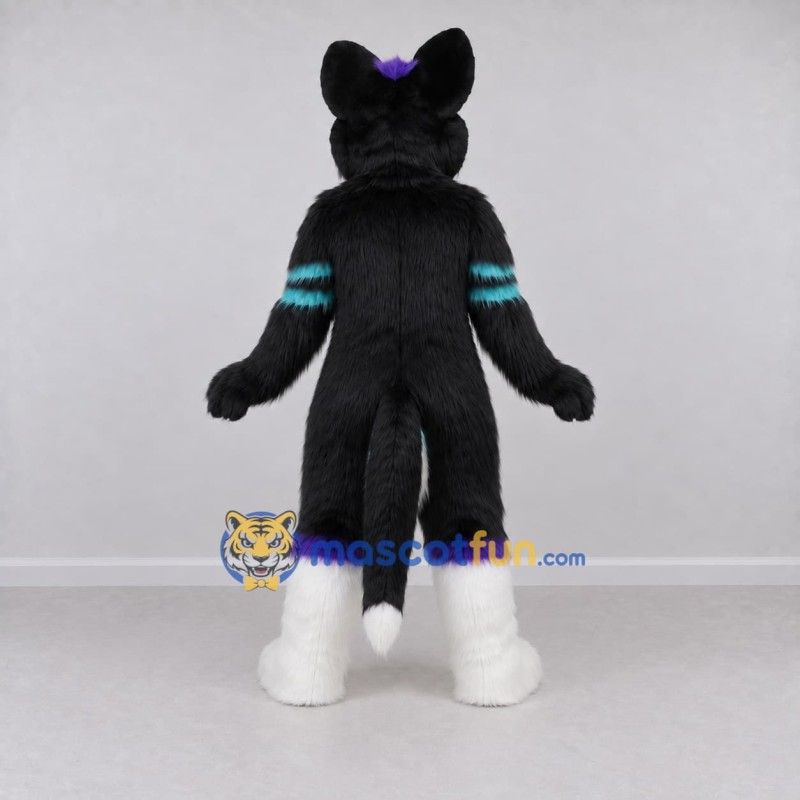 Custom Black White and Purple Fox Character Mascot Costume Adult Full Body Suit for Costume Parties Custom Black White and Purple Fox Character Mascot Costume Adult Full Body Suit for Costume Parties