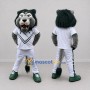 Custom Gray White and Green Lion in Sportswear Mascot Costume Adult Full Body Suit for Sports Events