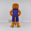 Custom Golden Brown and Purple Lion in Sportswear Mascot Costume Adult Full Body Suit for Sports Events Custom Golden Brown and Purple Lion in Sportswear Mascot Costume Adult Full Body Suit for Sports Events