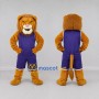 Custom Golden Brown and Purple Lion in Sportswear Mascot Costume Adult Full Body Suit for Sports Events
