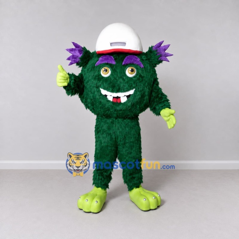 Custom Green and Purple Construction Monster Mascot Costume Adult Full Body Suit for Community Events Custom Green and Purple Construction Monster Mascot Costume Adult Full Body Suit for Community Events