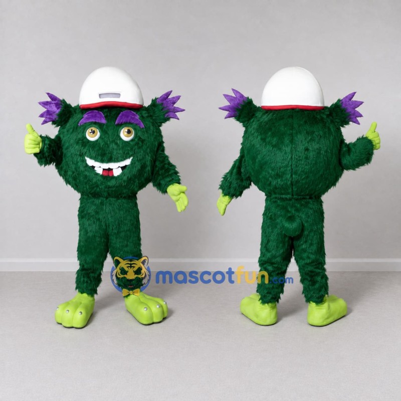 Custom Green and Purple Construction Monster Mascot Costume Adult Full Body Suit for Community Events Custom Green and Purple Construction Monster Mascot Costume Adult Full Body Suit for Community Events