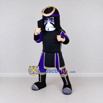 Custom Black Purple and Gold Samurai Warrior Mascot Costume Adult Full Body Suit for Costume Parties Custom Black Purple and Gold Samurai Warrior Mascot Costume Adult Full Body Suit for Costume Parties