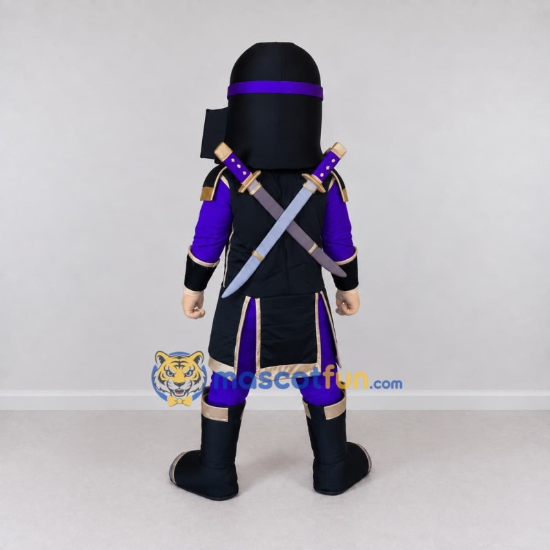 Custom Black Purple and Gold Samurai Warrior Mascot Costume Adult Full Body Suit for Costume Parties Custom Black Purple and Gold Samurai Warrior Mascot Costume Adult Full Body Suit for Costume Parties