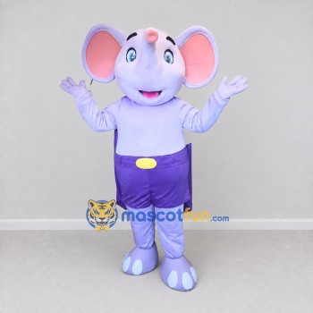 Custom Lavender and Purple Elephant in Shorts Mascot Costume Adult Full Body Suit for Children's Events