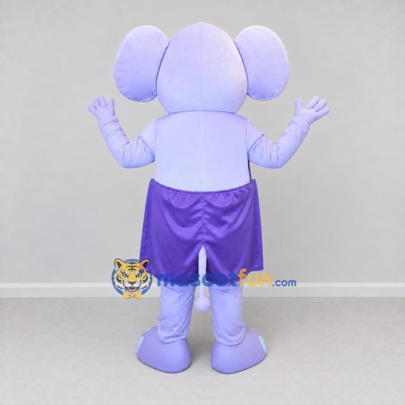 Custom Lavender and Purple Elephant in Shorts Mascot Costume Adult Full Body Suit for Children's Events Custom Lavender and Purple Elephant in Shorts Mascot Costume Adult Full Body Suit for Children's Events