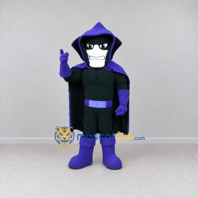 Custom Black and Purple Hooded Ninja Mascot Costume Adult Full Body Suit for Costume Parties Custom Black and Purple Hooded Ninja Mascot Costume Adult Full Body Suit for Costume Parties