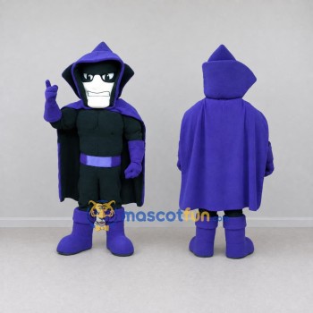Custom Black and Purple Hooded Ninja Mascot Costume Adult Full Body Suit for Costume Parties