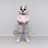 Custom White and Pink Rabbit in Vest Mascot Costume Adult Full Body Suit for Easter Events Custom White and Pink Rabbit in Vest Mascot Costume Adult Full Body Suit for Easter Events