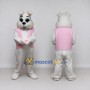 Custom White and Pink Rabbit in Vest Mascot Costume Adult Full Body Suit for Easter Events