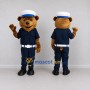 Custom Brown and Navy Blue Sailor Bear Mascot Costume Adult Full Body Suit for Nautical Events