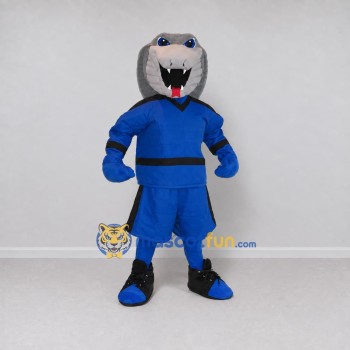 Custom Gray and Blue Shark in Sportswear Mascot Costume Adult Full Body Suit for Sports Events