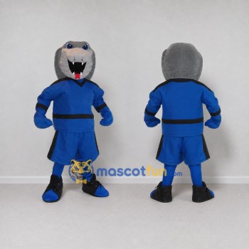 Custom Gray and Blue Shark in Sportswear Mascot Costume Adult Full Body Suit for Sports Events