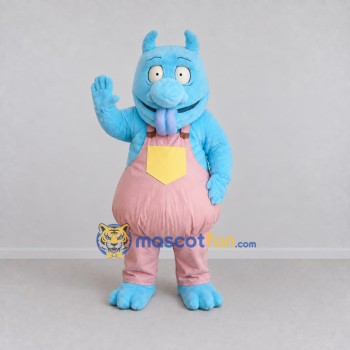 Custom Blue and Pink Rabbit in Overalls Mascot Costume Adult Full Body Suit for Children's Events Custom Blue and Pink Rabbit in Overalls Mascot Costume Adult Full Body Suit for Children's Events