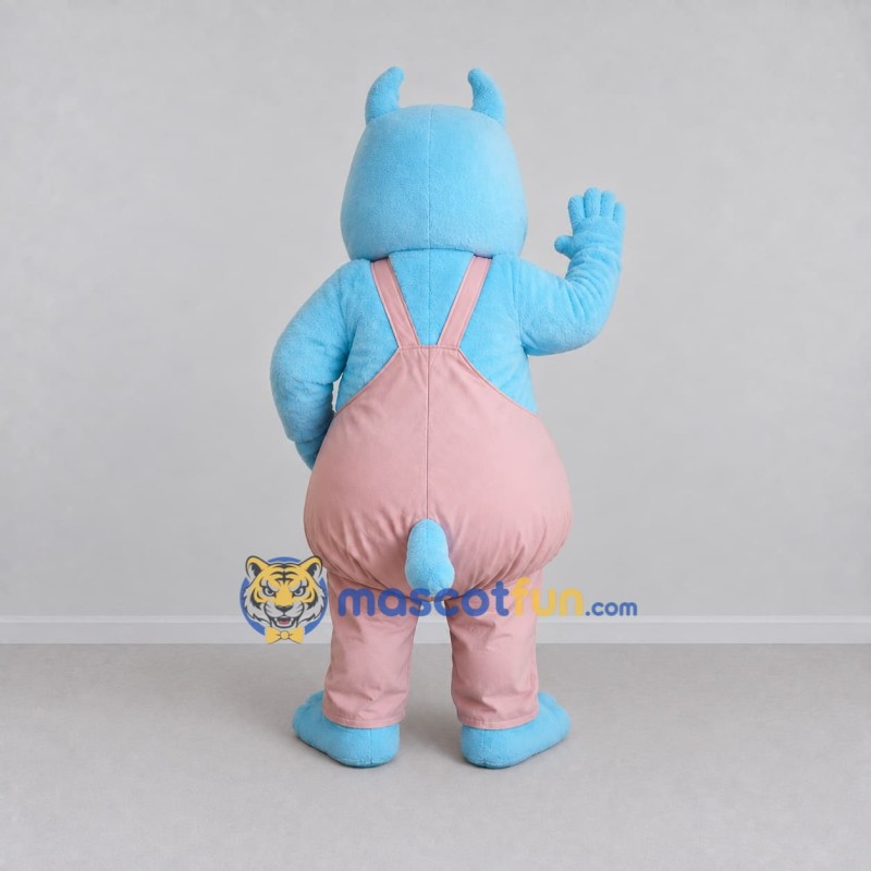 Custom Blue and Pink Rabbit in Overalls Mascot Costume Adult Full Body Suit for Children's Events Custom Blue and Pink Rabbit in Overalls Mascot Costume Adult Full Body Suit for Children's Events