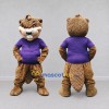 Custom Brown and Purple Beaver in T-Shirt Mascot Costume Adult Full Body Suit for School Events Custom Brown and Purple Beaver in T-Shirt Mascot Costume Adult Full Body Suit for School Events