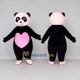 Custom Black and Pink Panda with Heart Mascot Costume Adult Full Body Suit for Valentine's Events
