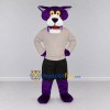Custom Purple and Gray Big Cat in Sportswear Mascot Costume Adult Full Body Suit for Sports Events Custom Purple and Gray Big Cat in Sportswear Mascot Costume Adult Full Body Suit for Sports Events