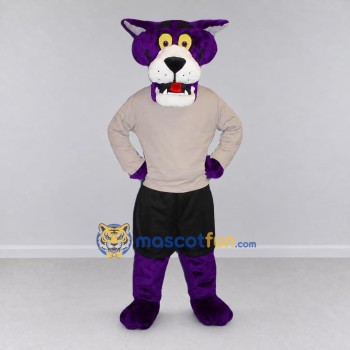 Custom Purple and Gray Big Cat in Sportswear Mascot Costume Adult Full Body Suit for Sports Events