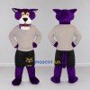 Custom Purple and Gray Big Cat in Sportswear Mascot Costume Adult Full Body Suit for Sports Events Custom Purple and Gray Big Cat in Sportswear Mascot Costume Adult Full Body Suit for Sports Events