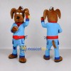 Custom Brown Blue and Red Mechanic Dog Mascot Costume Adult Full Body Suit for Community Events
