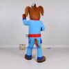 Custom Brown Blue and Red Mechanic Dog Mascot Costume Adult Full Body Suit for Community Events