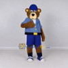 Custom Brown and Blue Bear in Uniform Mascot Costume Adult Full Body Suit for Community Events Custom Brown and Blue Bear in Uniform Mascot Costume Adult Full Body Suit for Community Events