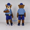 Custom Brown and Blue Bear in Uniform Mascot Costume Adult Full Body Suit for Community Events Custom Brown and Blue Bear in Uniform Mascot Costume Adult Full Body Suit for Community Events