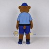 Custom Brown and Blue Bear in Uniform Mascot Costume Adult Full Body Suit for Community Events Custom Brown and Blue Bear in Uniform Mascot Costume Adult Full Body Suit for Community Events